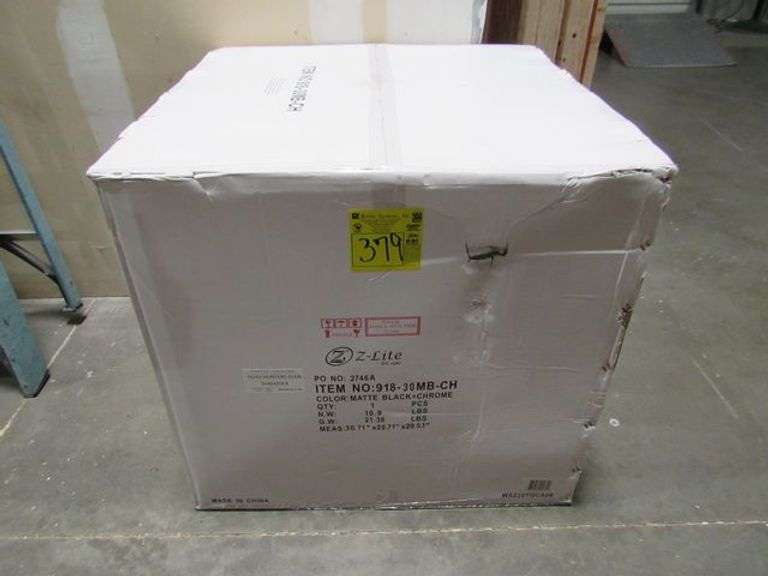 (1) BOX Z-LITE 918-30MB-CH MATTE BLACK & CHROME CHANDELIER
