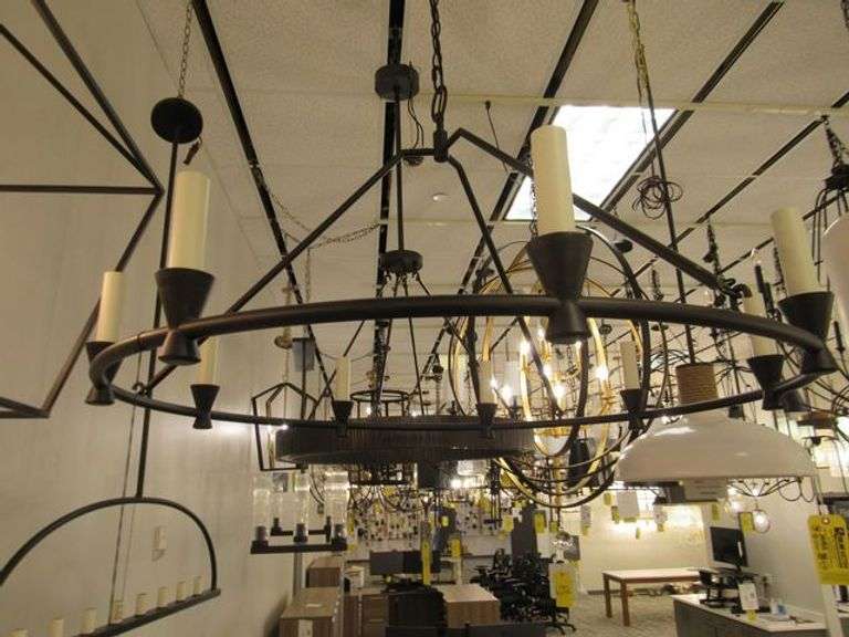 CHANDELIER OR PENDANT AS SHOWN * REFER TO PHOTOS * BUYER RESPONSIBLE FOR REMOVAL - BRING TOOLS AND LADDER AS ITEMS ARE CEILING MOUNTED 12'-14' CEILING HEIGHT*