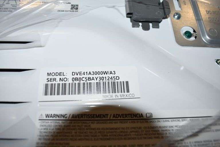 SAMSUNG ELECTRIC DRYER MDL DVE341A3000W/A3 WHITE 120/240-V