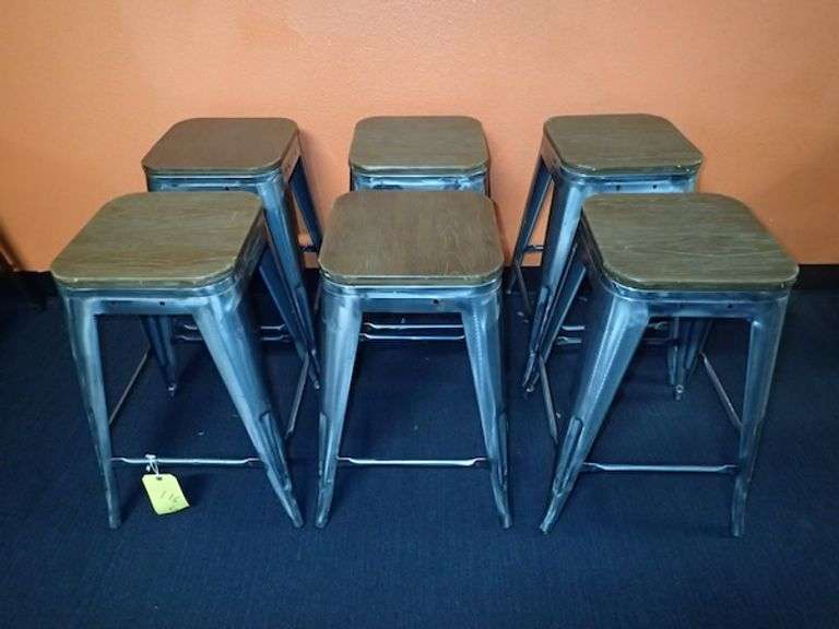 Metal Stacking Chair w/ Wood Top **sold 6X the money**