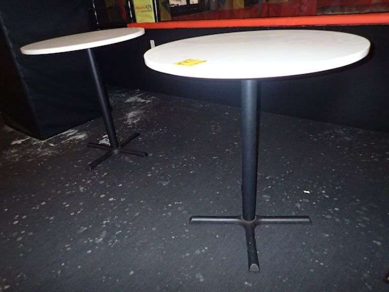 Round Bar Height Table w/ Metal Base and Heavy White Top **sold 2X the money**