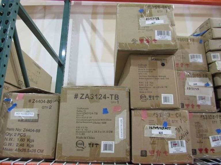 LOT OF APPROX. (12) ASSORTED CRAFTMADE CEILING FANS & APPROX. (20) ASSORTED CRAFTMADE LIGHT FIXTURES, WALL LIGHTS, CEILING LIGHTS, ETC.