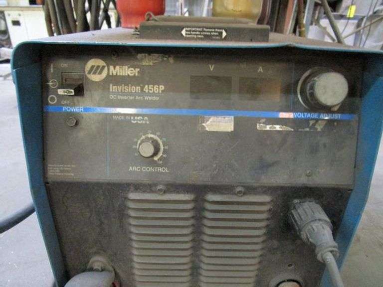 MILLER INVISION 456P DV INVERTER ARC WELDER, S/N LE331475, 230/460V, 3-PHASE, W/LEADS & MILLER 220A WIRE FEEDER, S/N LC056215, PORTABLE