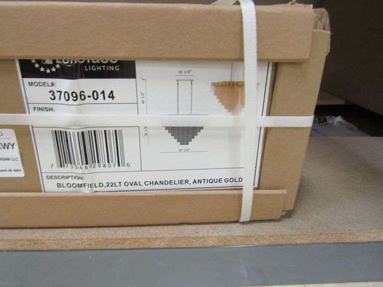 EUROFASE BLOOMFIELD 22-LIGTH OVAL CHANDELIER ANTIQUE GOLD #37096-014