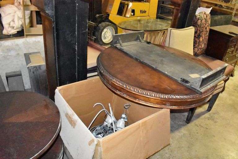 LARGE LOT OF ASSORTED FURNITURE, SHELVING AND MORE AS SHOWN