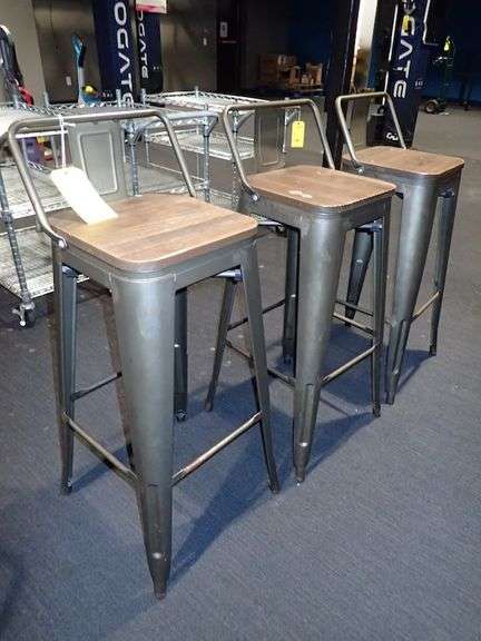 Metal Bar Height Chair w/ Wood Top **sold 3X the money**