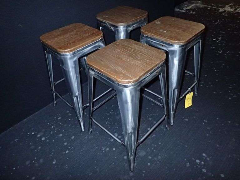 Metal Stacking Chair w/ Wood Top **sold 4X the money**