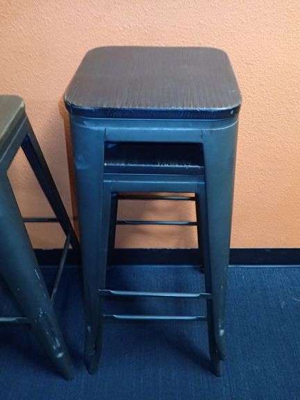 Metal Stacking Chair w/ Wood Top **sold 6X the money**