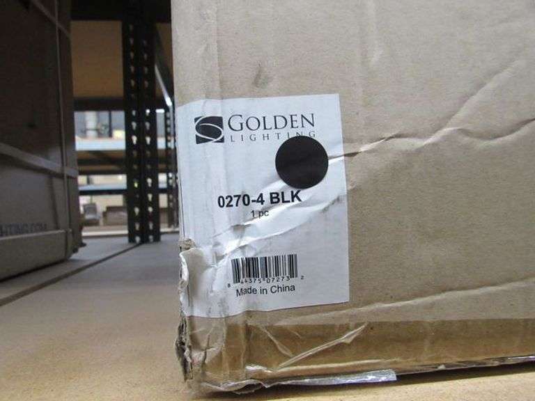 LOT, (3) ASSORTED GOLDEN LIGHTING PRODUCTS, (1) #0270-4BLK, (1) #1053-5DK & (1) #2073-LPBLK