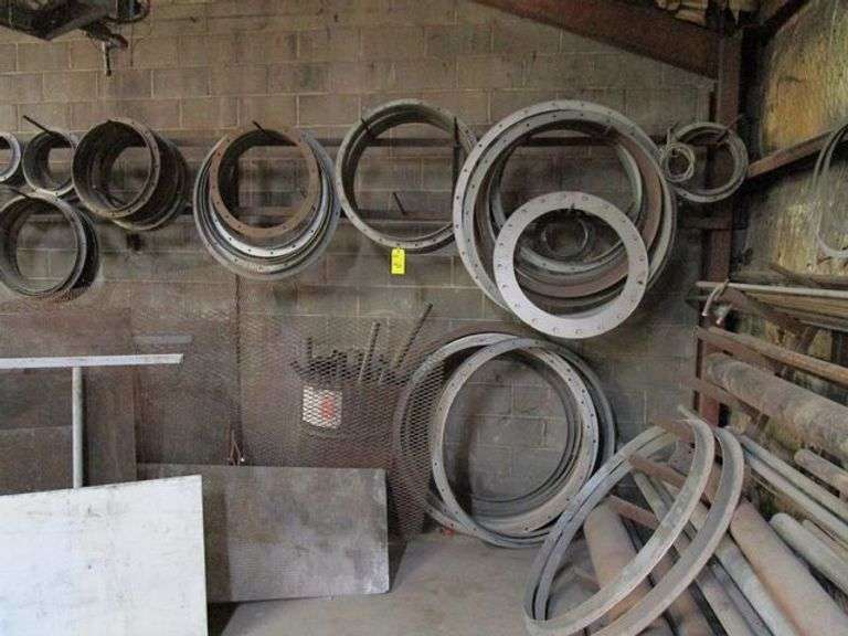 LOT, (1) STEEL STORAGE RACK, APPROX. 16' LONG W/ASSORTED STEEL STOCK ...