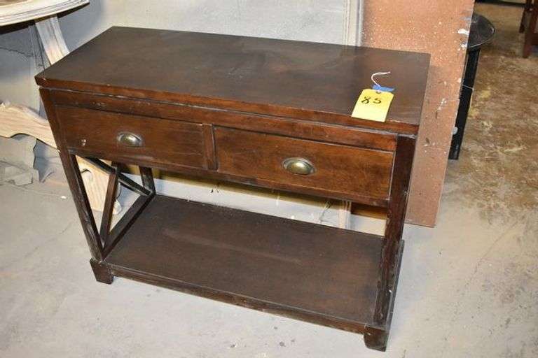 WOOD ENTRYWAY TABLE WITH 2-DRAWERS - APPROX. 38" X 15" X 30"
