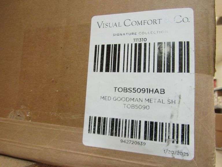 LOT OF APPROX. (1) VISUAL COMFORT ROBINSON LARGE PENDANT #TOB5753HAB-CG & (3) ASSORTED LAMP SHADES