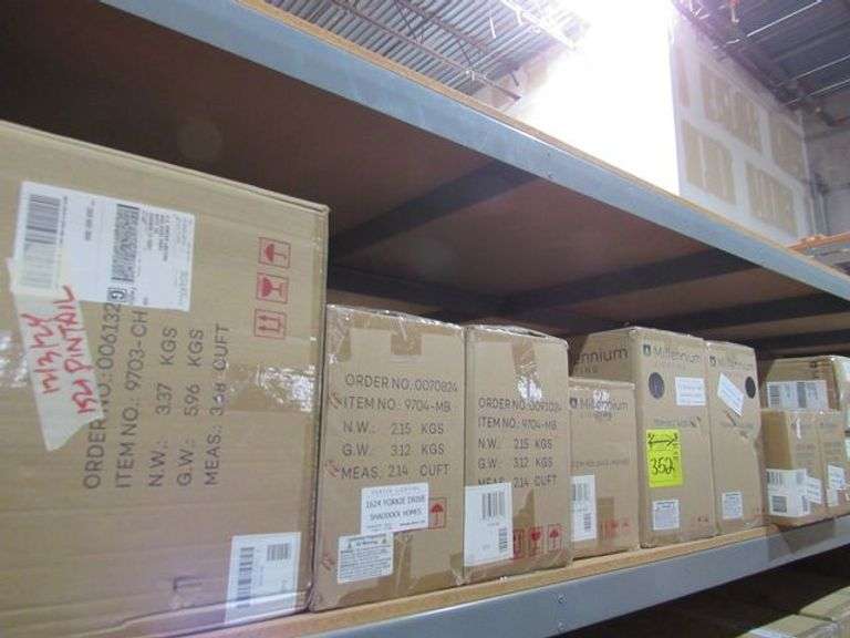 LOT OF APPROX. (10) BOXES MILLENNIUM LIGHTING 9703-CH, 9704-MB, 3493 MB/HBZ, 4112-PBK, 2703-MB, 230001-TBK