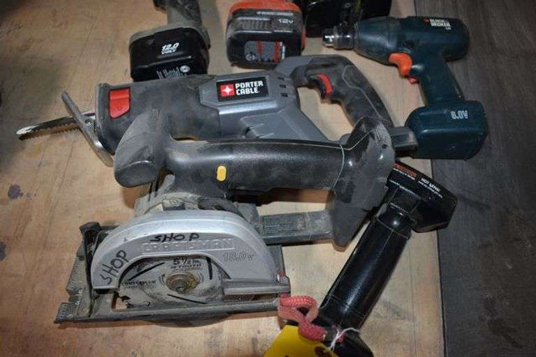 (7) ASSORTED CORDLESS TOOLS, (3) BATTERIES *NO CHARGER*