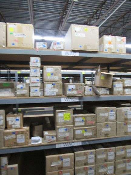 CONTENTS OF SHELF, ASSORTED WAC LIGHTING PRODUCTS, SMART FANS #F-060-MW, LED LIGHTS, SCONCES, LIGHT PENDANTS, ETC.