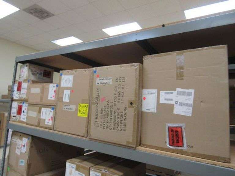 LOT OF (8) BOXES OF ASSORTED HUDSON VALLEY PRODUCTS, (1) PENDANT #H815701L-AGB, (1) LIGHT PENDANT #1518-AGB, (1) PENDANT #5712-AGB, (1) PENDANT #H257701-AGB, (2) WALL SCONCES #H415101B-AGB & (2) WALL SCONCES #3021-AGB/BK