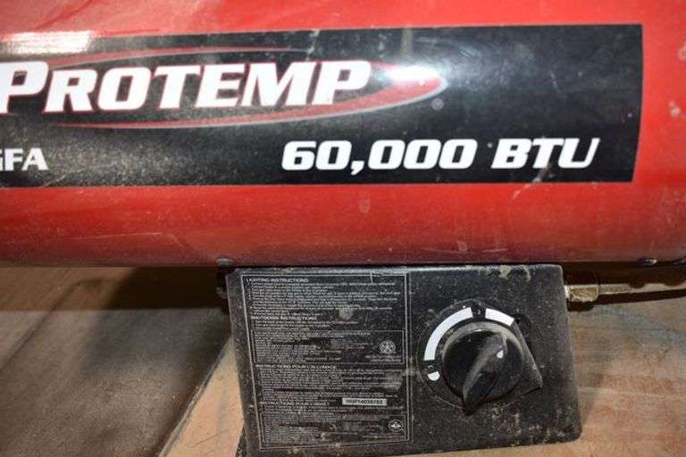 PROTEMP 60,000-BTU HEATER MDL PT-60V-GFA WITH PROPANE TANK