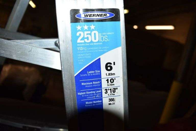 LOT, (1) WERNER 6' ALUMINUM LADDER AND (1) WERNER 4' ALUMINUM LADDER