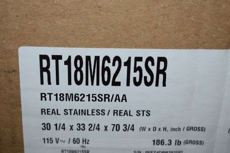 SAMSUNG FRIDGE RT18M6215SR/AA 30-1/4 X  33-2/4 X 70-3/4 18-CF TOP REAL STAINLESS