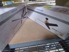 LOT, (5) ASSORTED KICHLER CEILING FANS INCLUDING (3) 330016SNB, (1) 330130NBR AND (1) 300301SBK