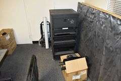 CONTENTS OF ROOM INCLUDING MONITORS, DÉCOR, VIDEO SCREEN, PORTABLE CABINET AND FRAMES