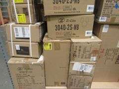 LOT OF APPROX. (32) ASSORTED Z-LITE LIGHTING PRODUCTS, 5-LIGHT VANITIES, 4-LIGHT VANITY, 3-LIGHT VANITIES, CHANDELIERS, LIGHT PENDANTS, WALL LIGHTS, GLASS & PARTS, LED CEILING LIGHTS, ETC.