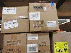 LOT OF APPROX. (35) BOXES OF ASSORTED LIGHTING PRODUCTS, LIGHT PENDANTS, LANTERNS, 3-LIGHT SCONCES, 4-LIGHT WALL/BATH SCONCES, WALL LIGHTS, OUTDOOR LANTERNS, GLASS INSERTS, PARTS, ETC.