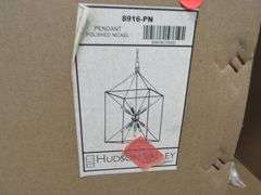 LOT OF (7) BOXES OF ASSORTED HUDSON VALLEY PRODUCTS, (2) PENDANTS #8916PN, (2) WALL SCONCES #H395101-AGB, (1) PENDANT #8615-OR, (1) PENDANT #6518-AGB & (1) PENDANT 615-AGB