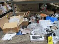 MISC. LOT INCLUDING ASSORTED FAN PARTS, LIGHT BULBS, BALL GLOBES, ETC.