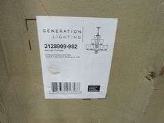 (1) SKID OF APPROX. (20) VISUAL COMFORT/GENERATION LIGHTING PRODUCTS, 4-LIGHT WALL/BATH SCONCES #4439104-962, 9-LIGHT CHANDELIERS #3128909-962, 1-LIGHT CEILING FLUSH MOUNT #75434-962 & 2-LIGHT SWIVEL FLOOD LIGHT #8607-12