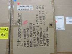 LOT OF (8) BOXES OF ASSORTED HUDSON VALLEY PRODUCTS, (1) PENDANT #H815701L-AGB, (1) LIGHT PENDANT #1518-AGB, (1) PENDANT #5712-AGB, (1) PENDANT #H257701-AGB, (2) WALL SCONCES #H415101B-AGB & (2) WALL SCONCES #3021-AGB/BK