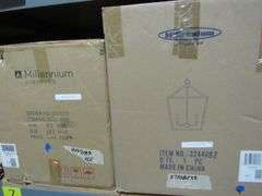 LOT OF APPROX. (6) BOXES, (3) MILLENNIUM LIGHTING 4202-PBK CEILING FIXTURES, (1) MILLENNIUM LIGHTING 3244RBZ PENDANT, (1) MILLENNIUM LIGHTING 2601-PBK FIXTURES, (1) MILLENNIUM LIGHTING 4528-MB PENDANT