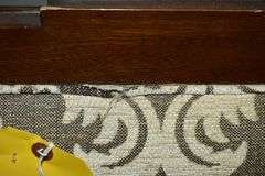 (2) UPHOLSTERED ARM CHAIRS WITH WOOD FRAME