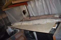 CONTENTS OF (2) SETS OF CANTILEVER RAKS *MOSTLY PLYWOOD WITH APPROX.  (15) GOOD 4' X 8' SHEETS AND APPROX. (45) SHEETS OF USED PLYWOOD, FURNITURE PARTS, A/C BLOWERS AND MORE AS SHOWN