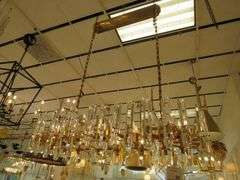 CHANDELIER OR PENDANT AS SHOWN * REFER TO PHOTOS * BUYER RESPONSIBLE FOR REMOVAL - BRING TOOLS AND LADDER AS ITEMS ARE CEILING MOUNTED 12'-14' CEILING HEIGHT*