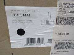(1) SKID OF APPROX. (16) BOXES OF GENERATION LIGHTING PRODUCTS, 6-LIGHT OUTDOOR WALL LANTERNS, LINEAR CHANDELIER, LIGHT PENDANTS, 1-LIGHT OUTDOOR WALL LANTERN, MEDIUM VANITY, FLUSH MOUNT LIGHT, 8-LIGHT CHANDELIER, ETC.