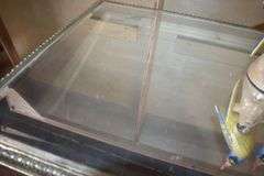 BAR CABINET WITH MIRRORED TOP, SIDES AND FRONT - APPROX. 50" X 24" X 42"