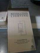 LOT OF APPROX. (4) BOXES, REVOLUTION LIGHTING 3-LIGHT WALL LANTERN, C3 60W BLACK W/CLEAR GLASS