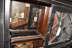 VITRINE FURNITURE DECK AND BASE, (2) SLIDING DOORS EACH WITH MIRRORED BACK - APPROX. 60" X 17" X 68" *STACKED*