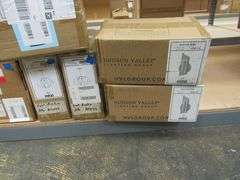 LOT OF APPROX. (13) BOXES OF HUDSON VALLEY PRODUCTS, (1) CHANDELIER #GLS-H6427041, (2) WALL SCONCES #H161101-AGB, (1) WALL SCONCE #H326102-PN, PENDANTS #H111701-AGB, (2) WALL SCONCES #MDS101-PN, (2) WALL SCONCES #4842-PN & (2) PENDANTS #H4857015-PN