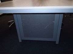 Conference Table w/ (4) Rolling NSF Black Vinyl Chairs