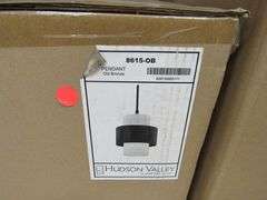 LOT OF (7) BOXES OF ASSORTED HUDSON VALLEY PRODUCTS, (2) PENDANTS #8916PN, (2) WALL SCONCES #H395101-AGB, (1) PENDANT #8615-OR, (1) PENDANT #6518-AGB & (1) PENDANT 615-AGB