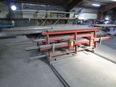 HEAVY DUTY PORTABLE STEEL RACK, W/ASSORTED BRAKE PRESS DIES