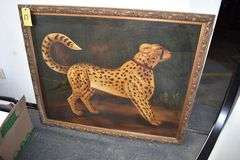 FRAMED LEOPARD PRINT ON CANVAS - APPROX. 55" X 46"
