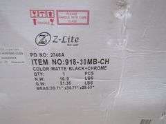 (1) BOX Z-LITE 918-30MB-CH MATTE BLACK & CHROME CHANDELIER