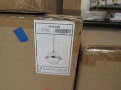 LOT OF (7) BOXES OF ASSORTED HUDSON VALLEY PRODUCTS, (2) PENDANTS #8916PN, (2) WALL SCONCES #H395101-AGB, (1) PENDANT #8615-OR, (1) PENDANT #6518-AGB & (1) PENDANT 615-AGB