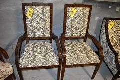(2) UPHOLSTERED ARM CHAIRS WITH WOOD FRAME