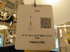 CHANDELIER OR PENDANT AS SHOWN * REFER TO PHOTOS * BUYER RESPONSIBLE FOR REMOVAL - BRING TOOLS AND LADDER AS ITEMS ARE CEILING MOUNTED 12'-14' CEILING HEIGHT*