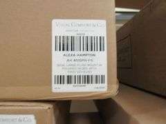 LOT OF APPROX. (5) VISUAL COMFORT 24" CABINET MAKER'S PICTURE LIGHT #SL2706HAB, (1) PETREL 30" PICTURE LIGHT #S2723HAB, (2) 8" CABINET MAKER'S PICTURE LIGHT #SL2704HAB, (AH4015PN-FG, (1) DOVER ) BASIL LARGE FLUSH MOUNT LIGHT #AH4015PN-FG, (1) DOVER TAIL SCONCE #ARN2302G-L, REPLACEMENT GLASS & CHAINS