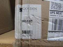 LOT, (3) ASSORTED GOLDEN LIGHTING PRODUCTS, (1) #0270-4BLK, (1) #1053-5DK & (1) #2073-LPBLK